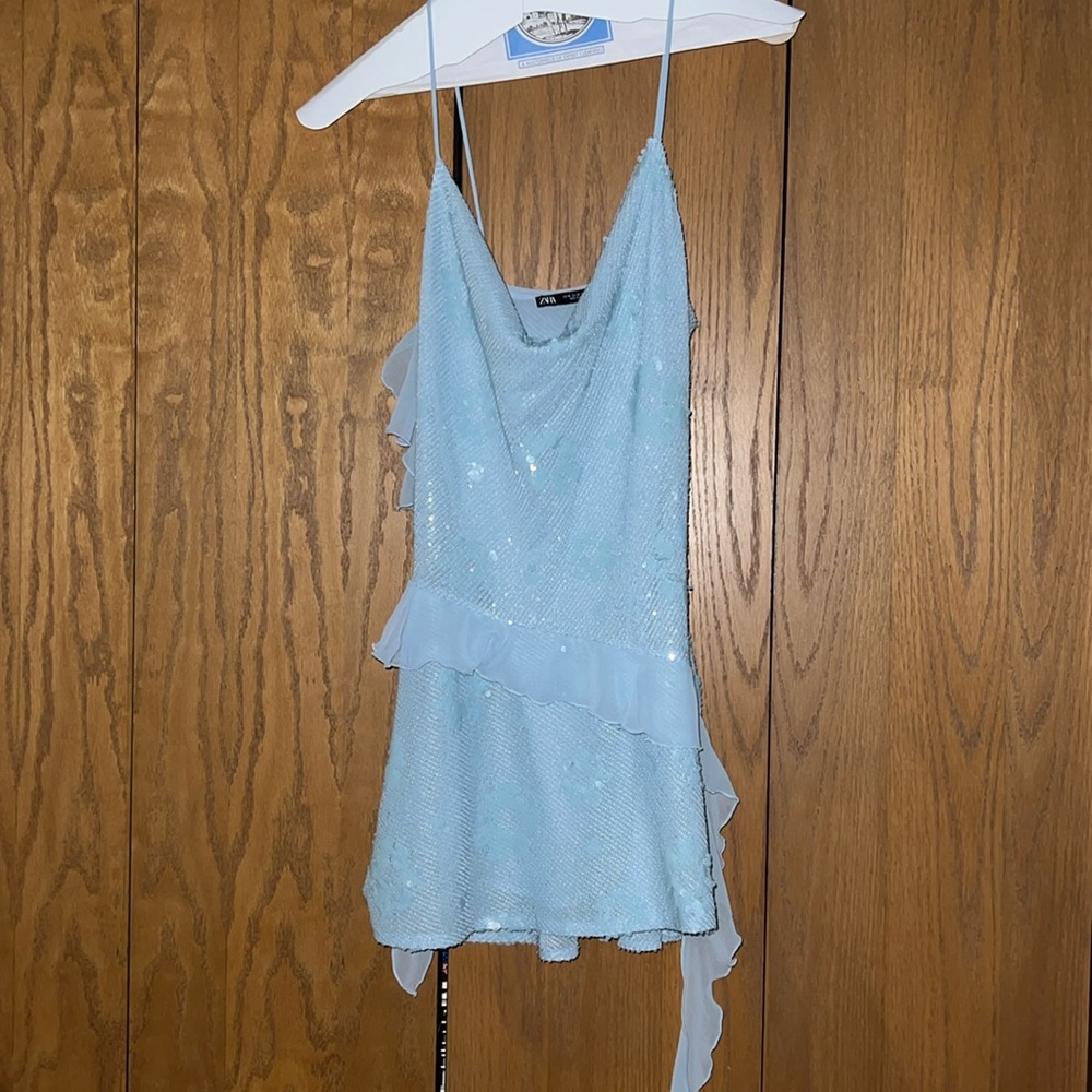 Zara Sparkly Blue Mini Dress